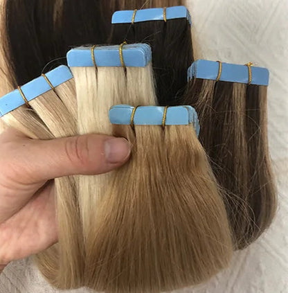 Premium Straight Waterproof Tape-In Hair Extensions – 100% Human Hair for Volume & Length