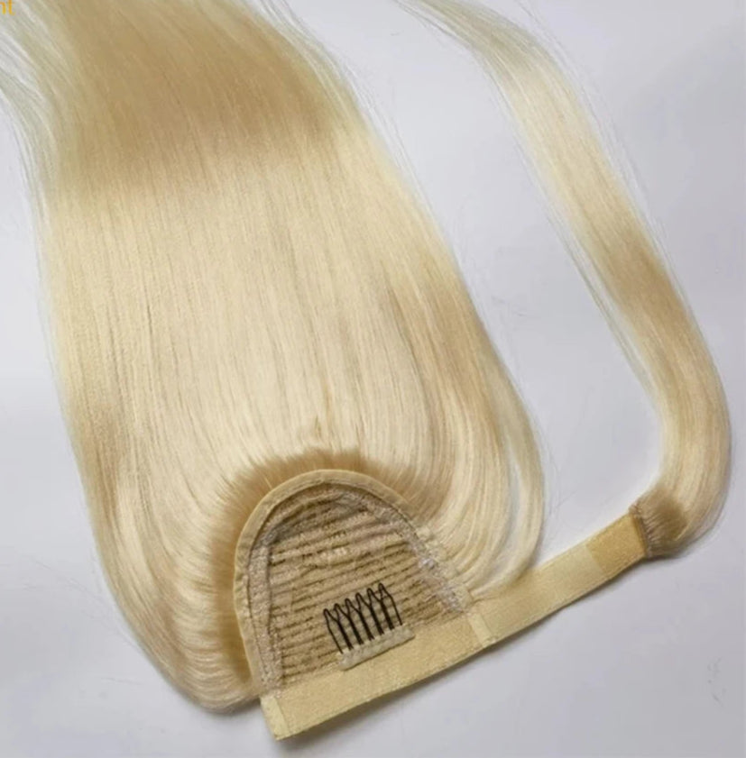Ombre Straight Clip-In Wrap Around Ponytail – 100% Human Hair, Dye & Heat Safe