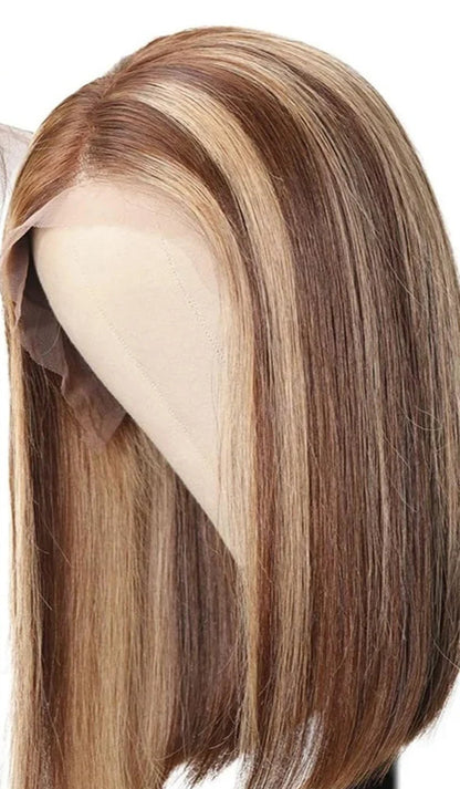Premium Straight Lace Front Wig – 100% Human Hair, Transparent Swiss Lace, Short Length (4-16 Inch), Customizable Color