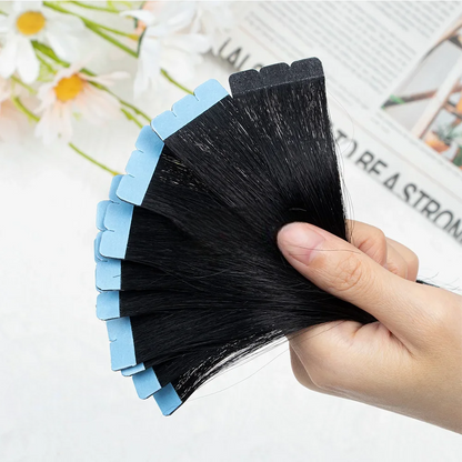Mini Tape Hair Extensions – 100% Natural Human Hair, Straight  Adhesive Extensions for Seamless Volume