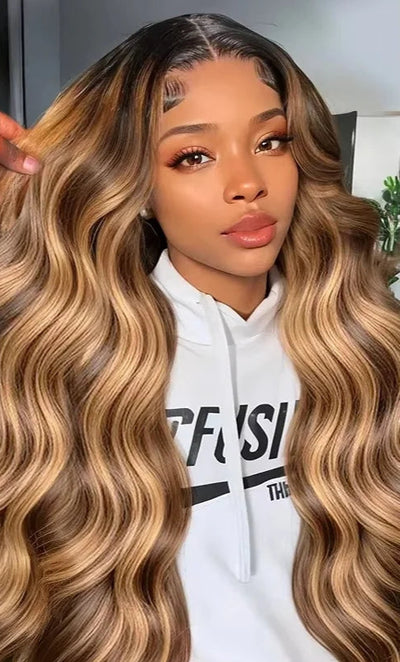 Brazilian Body Wave Lace Front Wig – 26+ Inch, P4/27 Highlight, 13x4 & 13x6 HD Lace, Remy Hair