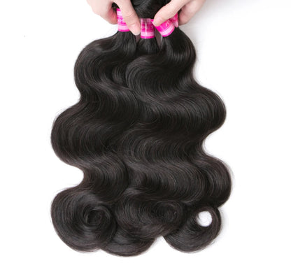 Beaufox Virgin Body Wave Human Hair Bundles – 100% Natural, Jet Black, Permed & Dyeable