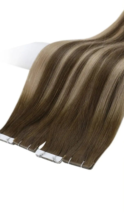 Virgin Human Hair Invisible Tape-In Extensions | 100% Real Hair, Lightweight & Reusable
