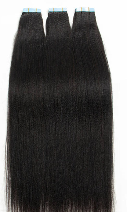 Light Yaki Straight Tape-In Hair Extensions | 100% Human Hair | Natural Black 1B# | 20pcs per Set