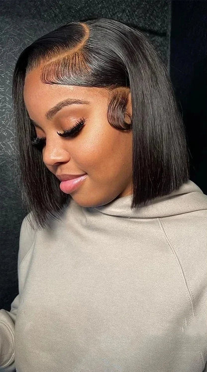 13x4 HD Lace Front Bob Wig – Straight Remy Vietnamese Hair, Pre-Plucked, 180% Density, Glueless, Multiple Colors