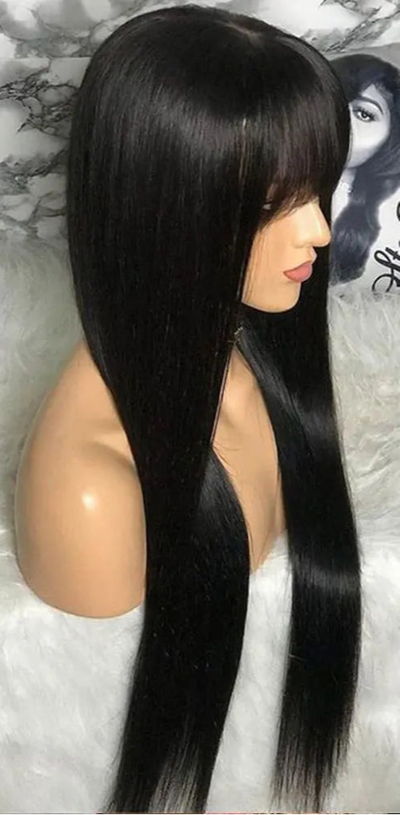 Straight Brazilian Remy Human Hair Wig – 150%/180% Density, Medium Cap Size, No Shedding, Low Maintenance