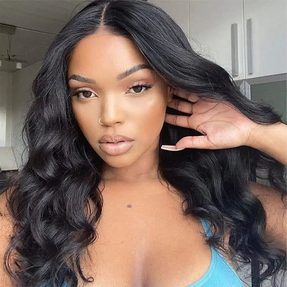 Natural Brown Ombre Loose Wave Synthetic Wig – Medium Long Heat-Resistant Daily Use Wig