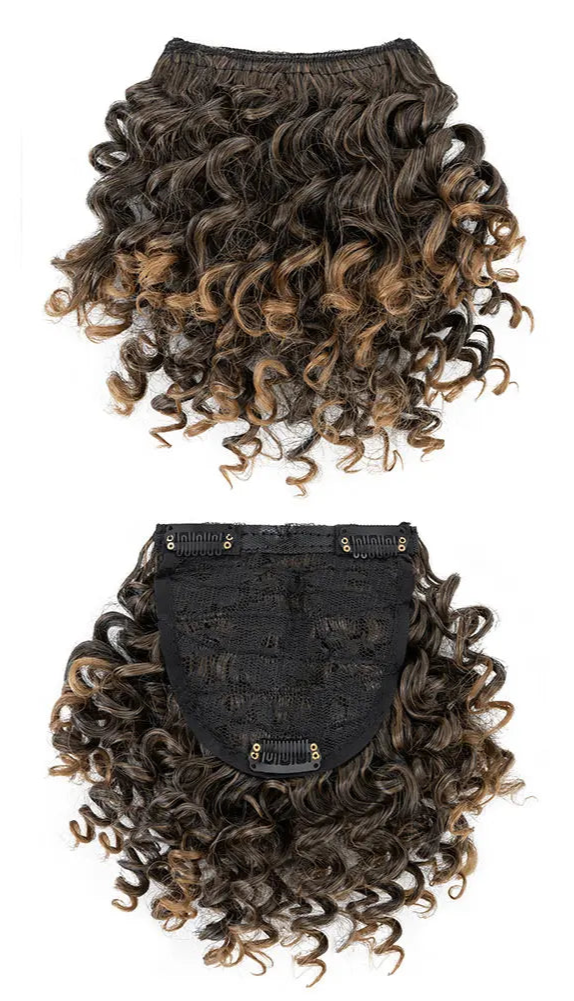 Natural-Looking Afro Clip-In Blunt Bangs – High-Temperature Synthetic Fiber, 6-8 Inch