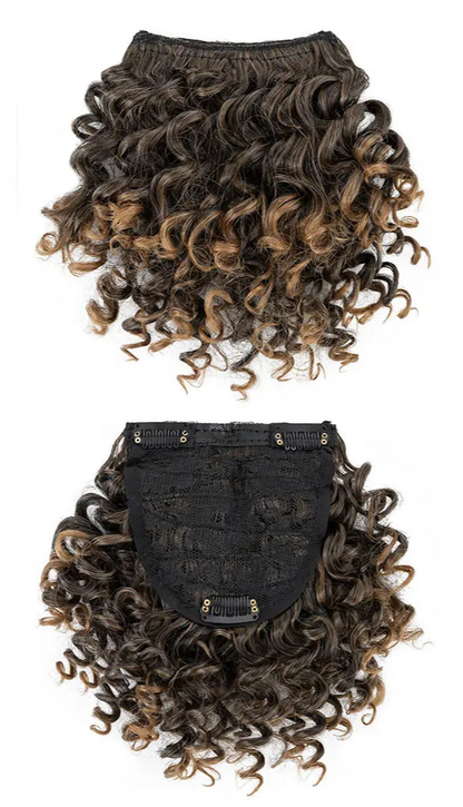 Natural-Looking Afro Clip-In Blunt Bangs – High-Temperature Synthetic Fiber, 6-8 Inch