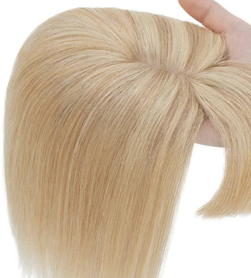 100% Real Human Hair Topper with Bangs – Natural Look, Tangle-Free, Multiple Colors & Sizes