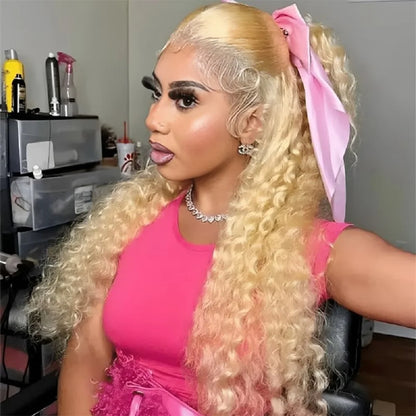 Short Deep Wave Lace Front Wig – Hair, 613 Blonde, 13x6/13x4 HD Lace, Pre-Plucked, 180% Density