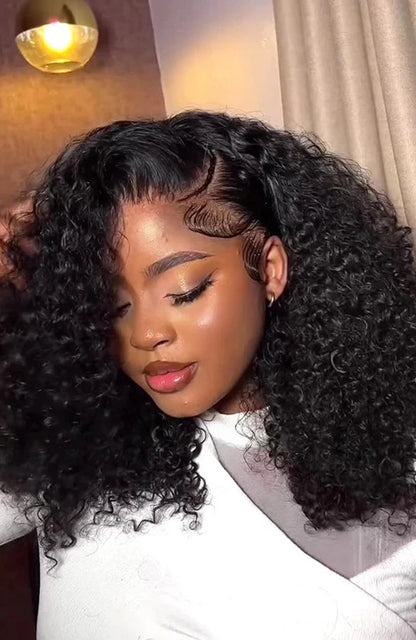Jerry Curl Lace Front Wig – Lace Part & Lace Closure, Transparent Swiss Lace, Short Length (4-16 Inch)