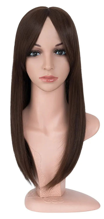18-inch Synthetic Hair Topper – Soft Straight with 6x6 Lace Base & 4 Anti-Slip Clips for Instant Volume