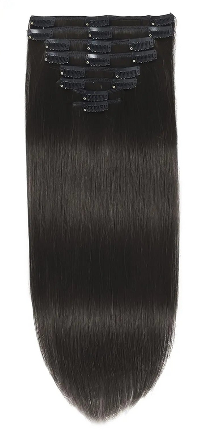 8PCS Pure Color Straight Human Hair Extensions Set - Permable & Dyeable