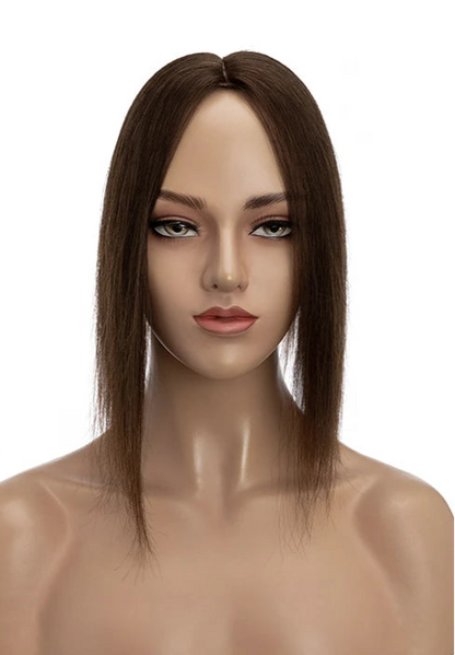 Silk Base Human Hair Toppers for Women – 100% Real Hair, Straight, Natural Volume
