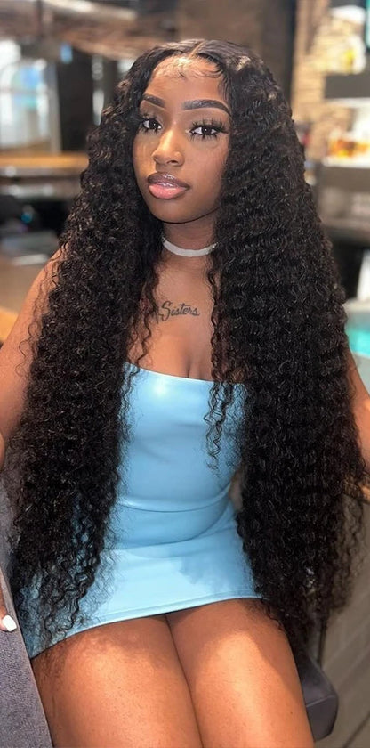 26+ Inch Deep Wave Human Hair Lace Front Wig – Pre-Plucked, 13x4 & 13x6 HD Lace