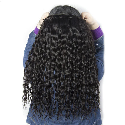Premium Peruvian Water Wave Human Hair Bundles – Machine Double Weft, Natural Black, Dyeable & Styleable