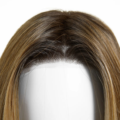 Short Ombre Brown & Golden Futura Lace Front Wig – Heat Resistant Glueless Monofilament Wig