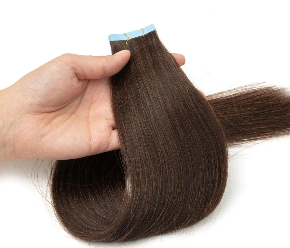 Premium Tape-In Human Hair Extensions - 100% Natural Straight Remy Hair | Easy Installation for Women (12"-24")
