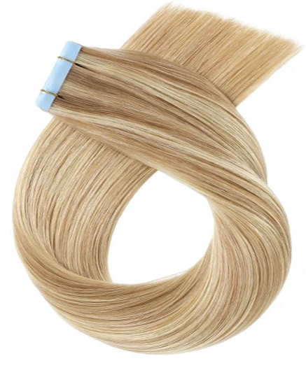 Salon Quality 100% Human Hair Tape-In Extensions | 20 Pcs/Lot, Straight Texture, Reusable Blue Tape
