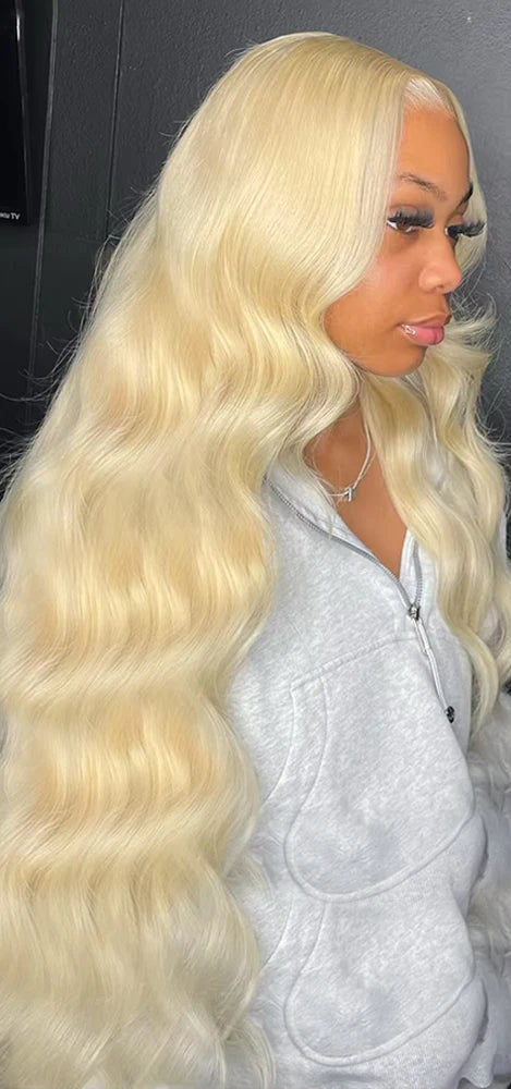Le Mythe 613 Blonde Body Wave HD Lace Frontal Wig – Pre-Plucked, 26+ Inch, 100% Human Hair