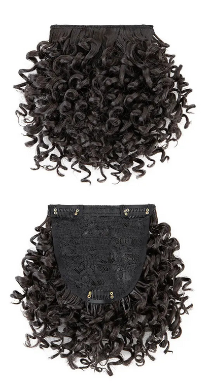 Natural-Looking Afro Clip-In Blunt Bangs – High-Temperature Synthetic Fiber, 6-8 Inch