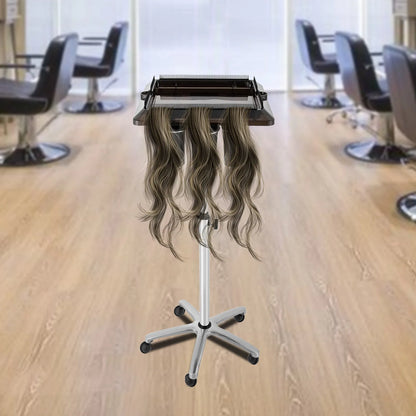 Adjustable Rolling Salon Trolley Tray Cart with Heat-Resistant Storage Buckets | Mobile Hairdressing & Beauty Organizer