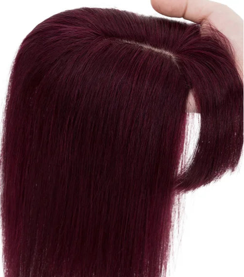 100% Real Human Hair Topper with Bangs – Natural Look, Tangle-Free, Multiple Colors & Sizes