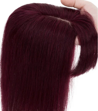 100% Real Human Hair Topper with Bangs – Natural Look, Tangle-Free, Multiple Colors & Sizes
