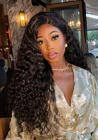 26-Inch Deep Wave Lace Front & Closure Wig – Hair, Transparent Lace, Natural Look
