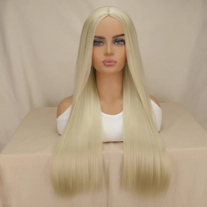 Long Straight Heat-Resistant Synthetic Wig – 150% Density for Daily Use