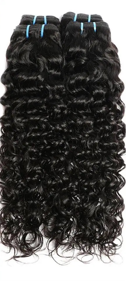 Premium Peruvian Water Wave Human Hair Bundles – Machine Double Weft, Natural Black, Dyeable & Styleable