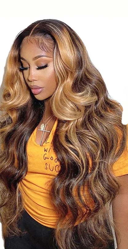 Ombre Body Wave Lace Front Human Hair Wig – 100% Human Hair, Transparent HD Lace, Customizable & No Shedding