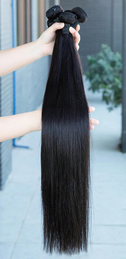 Melodie 12A 40-Inch Silky Bone Straight Human Hair Extensions - Double Weave Bundles, 1-4 Bundles