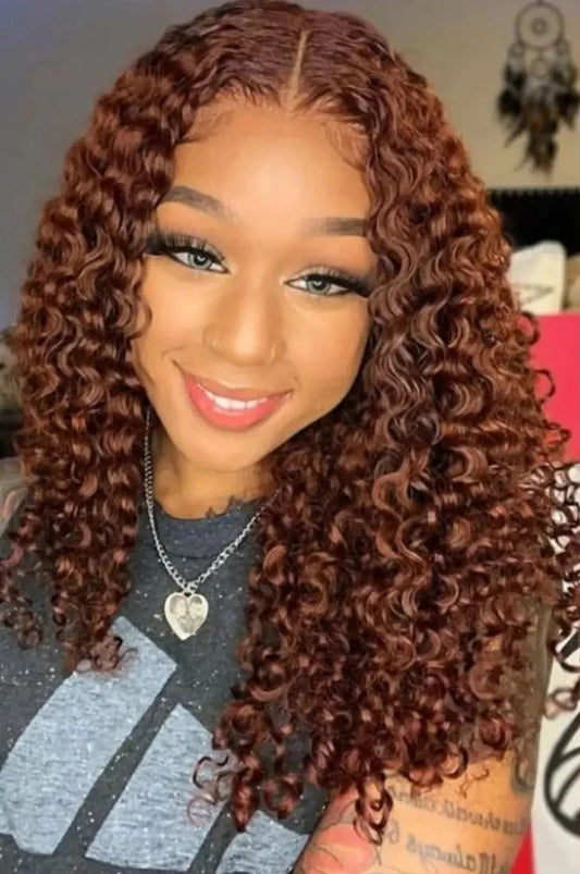 Deep Wave Lace Front Wig – 13x4 Frontal, Chocolate Brown, 10-16 Inch