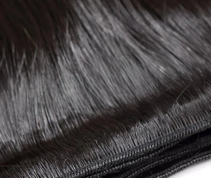 Premium Straight Human Hair Bundles - 100% Natural, Machine Double Weft, Perfect for Weaving