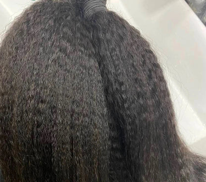 Kinky Straight Human Hair Weaving – Chemical-Free, Permable & Dark Color Dye-Friendly | Machine Double Weft