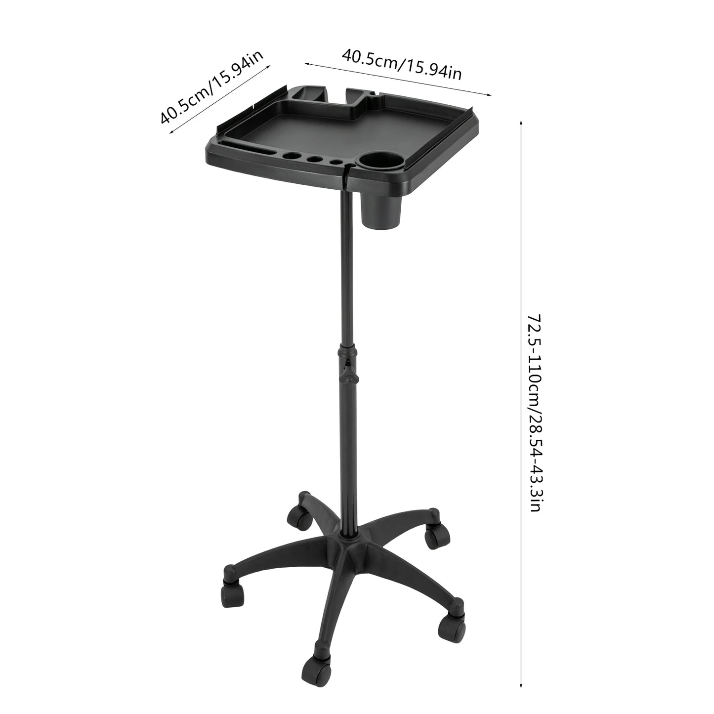 Adjustable Salon Trolley with Universal Wheels | Multi-Purpose Rolling Tray Cart for Professional Use