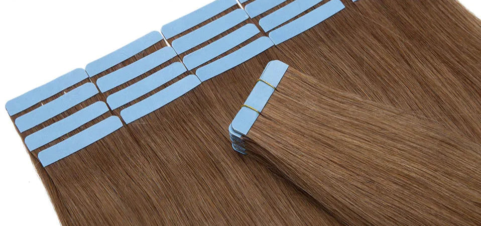 Luxury Tape In Hair Extensions – 100% Real Human Hair, Straight Texture, Black/Brown/Blonde, 16"-24", Thick & Seamless for Volume and Length