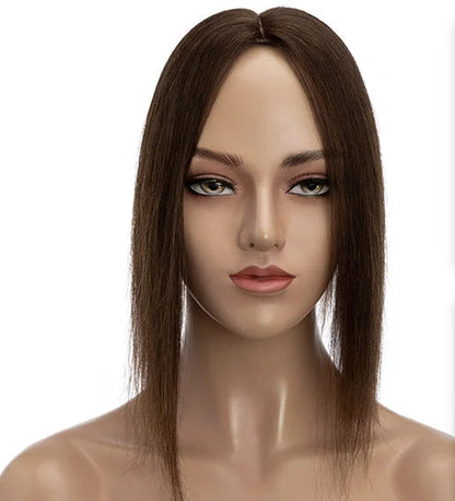 100% Real Human Hair Topper with Silk Base | Tangle-Free, Natural Hairline, Multiple Lengths & Colors