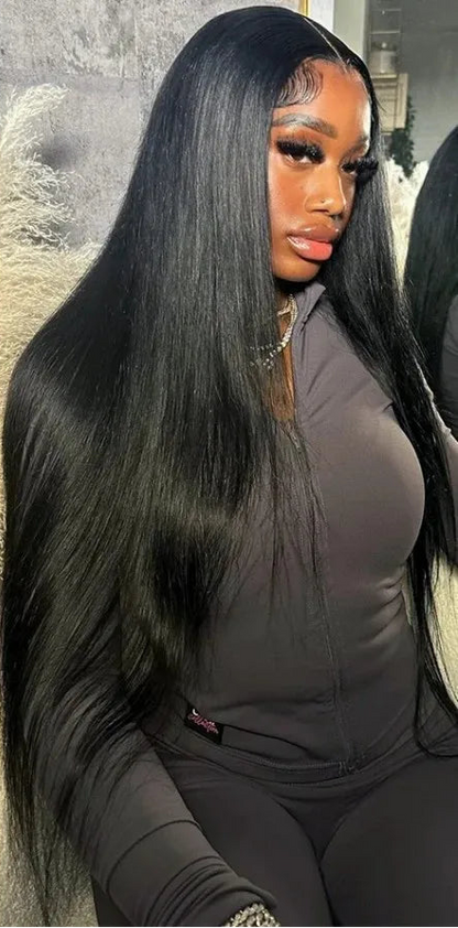 Straight Human Hair Extensions - Natural Black, Chemical-Free & Dye-Friendly