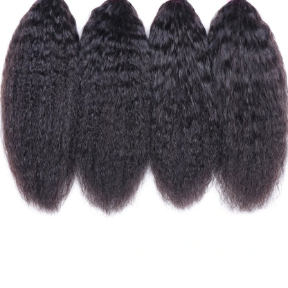 Kinky Straight Human Hair Bundles – 100% Natural, Machine Double Weft, Can Be Permed and Styled