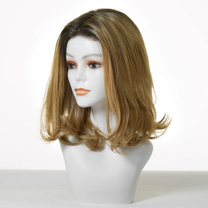Short Ombre Brown & Golden Futura Lace Front Wig – Heat Resistant Glueless Monofilament Wig