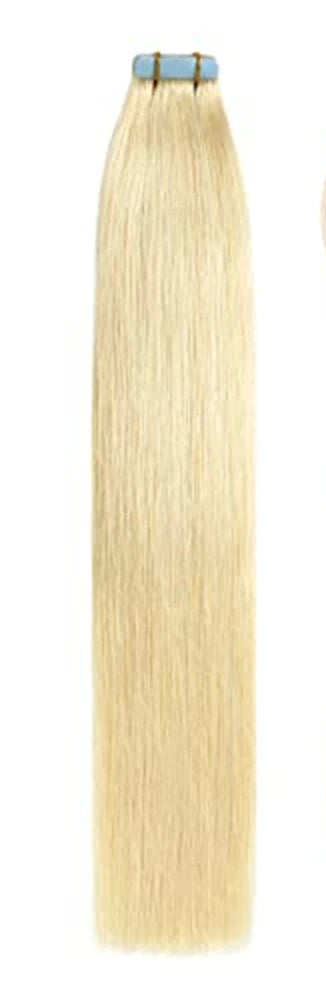 Premium 100% Human Hair Tape-In Extensions | 20 Pcs/Lot, Straight Texture, Reusable Blue Tape, Salon Quality