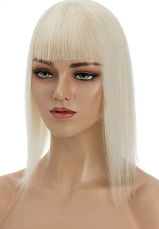 Human Hair Topper with Bangs – Silk Base, 100% Real Hair, Multiple Colors & Lengths