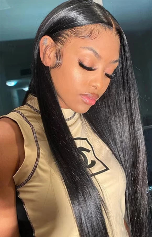 26-Inch Straight Virgin Hair 370 Lace Wig – Transparent Swiss Lace for Flawless Style