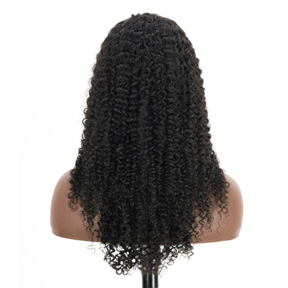 V/U Part Jerry Curl Human Hair Wig – No Glue, Natural Hairline, Pre-Plucked with Baby Hair