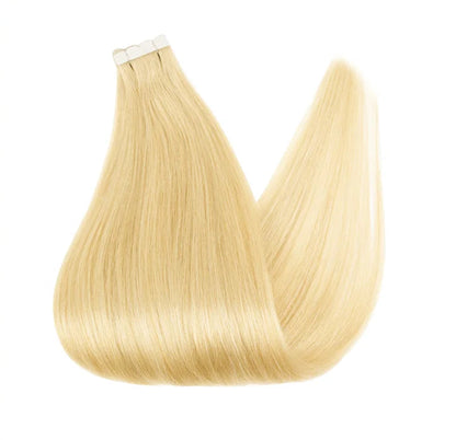 ZURIA Mini Tape-In Hair Extensions - 100% Human Hair, 12-24 Inch, 16 Pcs Straight Silky Extensions