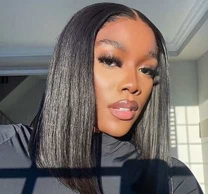 Straight Lace Front Wig – 100% Human Hair, Transparent Lace, Short Length (4-16 inches), Pre-Plucked, Glueless Design