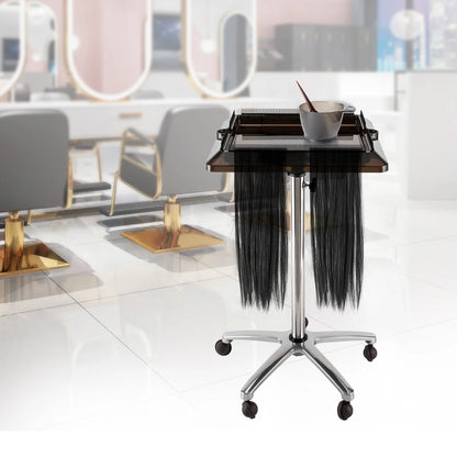 Adjustable Salon Trolley with Removable Tray for Hair Extensions & Styling Tools | High-Quality Rolling Cart